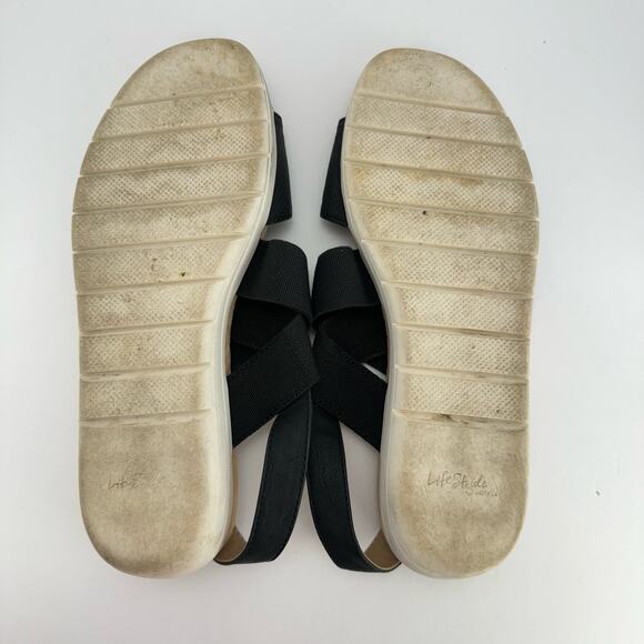 LifeStride Velocity 2.0 Black Slingback Elastic Strap Faux Leather Sandals Sz 10 - Picture 4 of 7